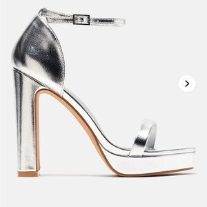 Fashion Nova Silver Block Heeled Sandals